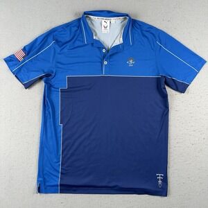 Puma Volition Polo Shirt Mens Medium Blue America SCC Embroidered‎ Golf